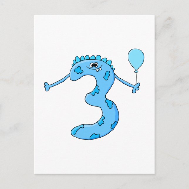 Postal Azul 3.ᵉʳ Personalizado de cumpleaños. (Anverso)