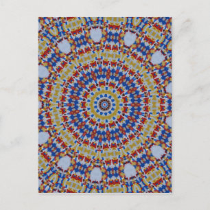 Postal azul amarillo Mandala