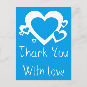 Postal Azul Azure Blanco Corazones De Agradecimiento Amor