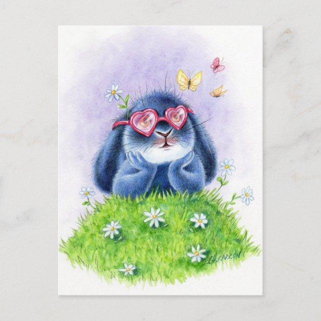 Postal Azul benny - Gafas rosadas (Anverso)