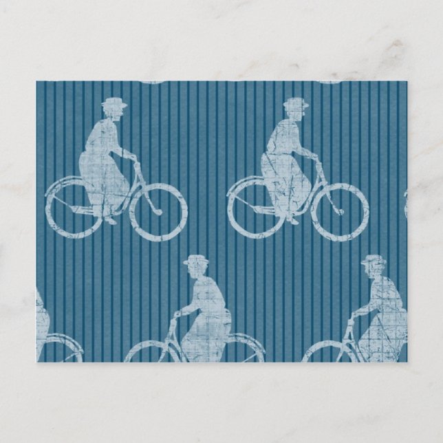 Postal Azul bici vintage (Anverso)