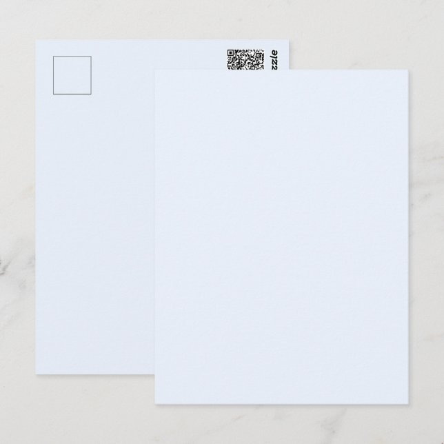 Postal Azul Blando Blanco Pastel Color Sólido (Anverso / Reverso)