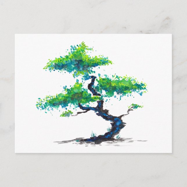 Postal azul Bonsai Waterphones (Anverso)