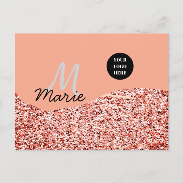 Postal azul brillo añadir logotipo texto gracias descuent (Anverso)