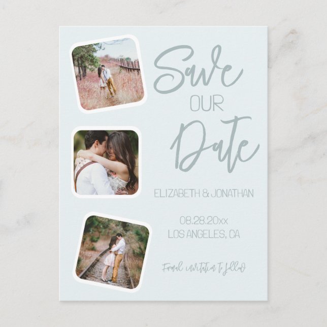 Postal Azul costero Guardar la fecha (Anverso)