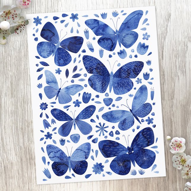 Postal Azul de agua de mariposas (Subido por el creador)