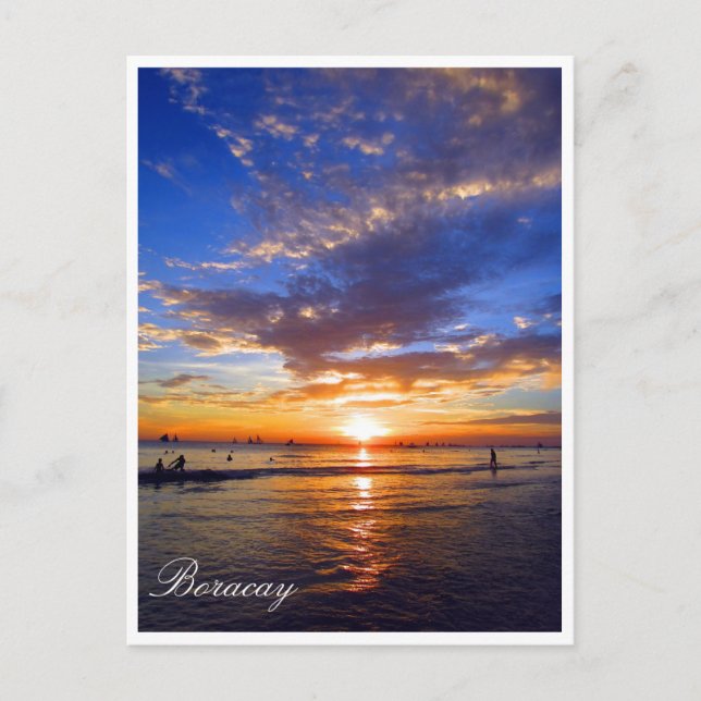 Postal azul de boracay al atardecer (Anverso)