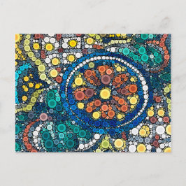 postal azul de colorida alfarería del suroeste art