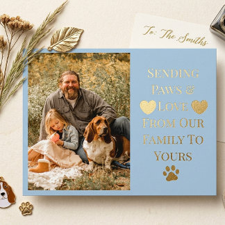 Postal Azul de Foto Personalizada de Familia Amorosa de P