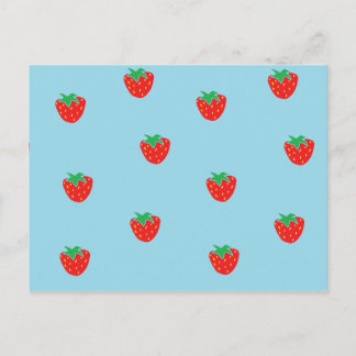 Postal Azul de fresas