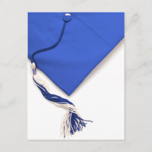 Postal azul de graduación y tarjeta de tacón