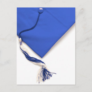 Postal azul de graduación y tarjeta de tacón