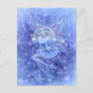 Postal azul de la hada del navidad