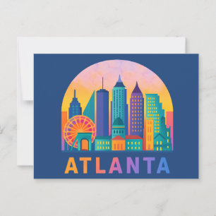 Postal Azul de la Línea Azul Postcard Moderno Atlanta Geo