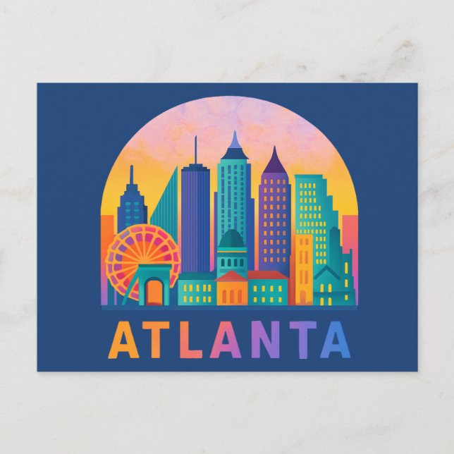 Postal Azul de la Línea Azul Postcard Moderno Atlanta Geo (Anverso)