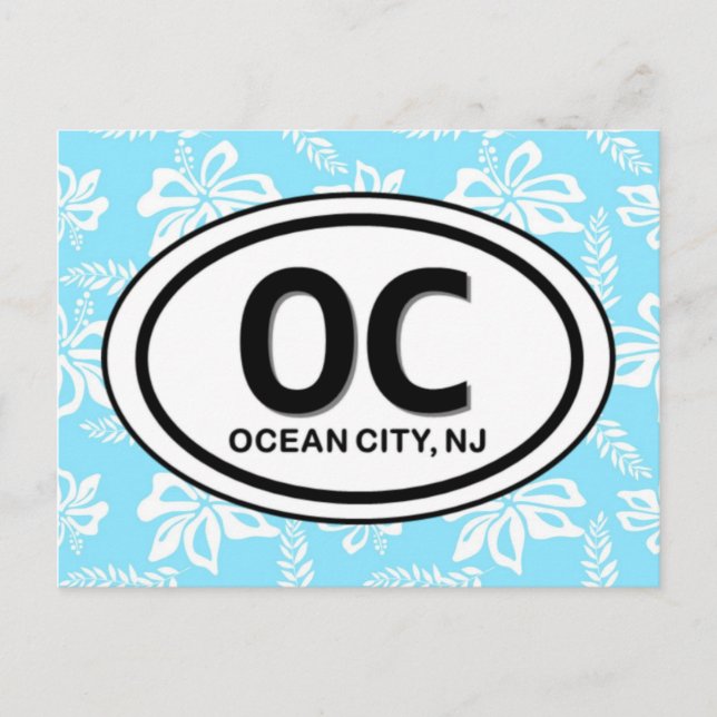 Postal azul de OC Ocean City NJ (Anverso)