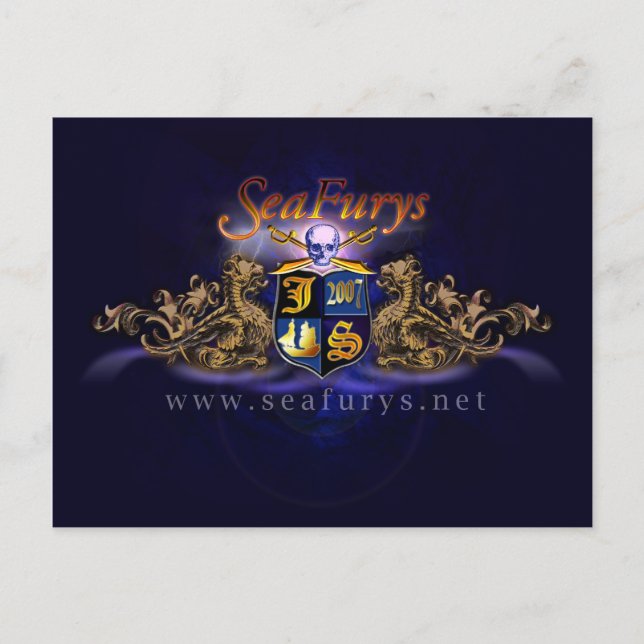 Postal (azul) del escudo de SeaFurys (Anverso)