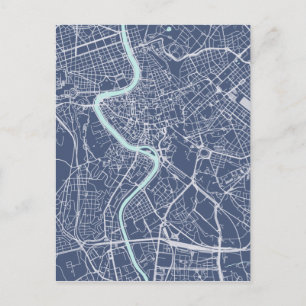 Postal Azul del mapa de Roma