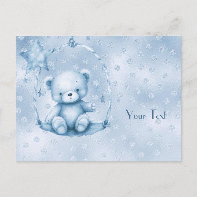Postal azul del oso de peluche (Anverso)