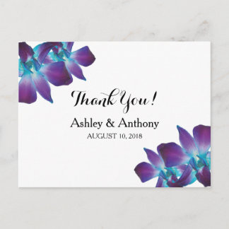 Postal Azul Dendrobium Orquídea Boda Gracias