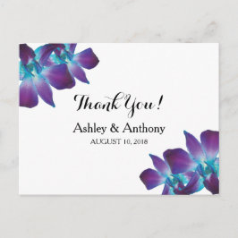 Postal Azul Dendrobium Orquídea Boda Gracias