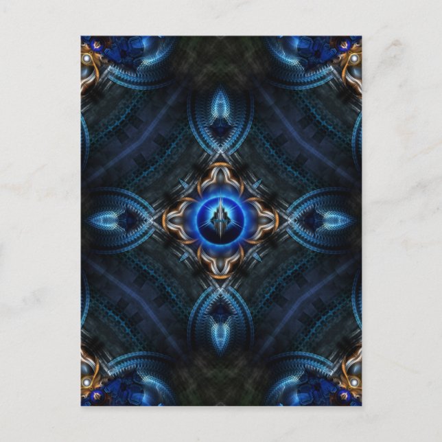 Postal Azul dorado Kaleidoscope (Anverso)