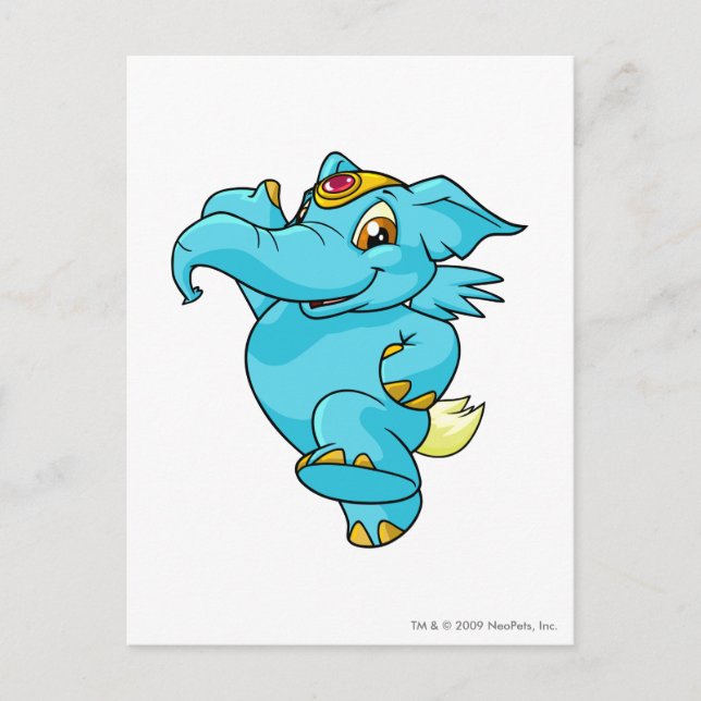 Postal Azul elefante (Anverso)