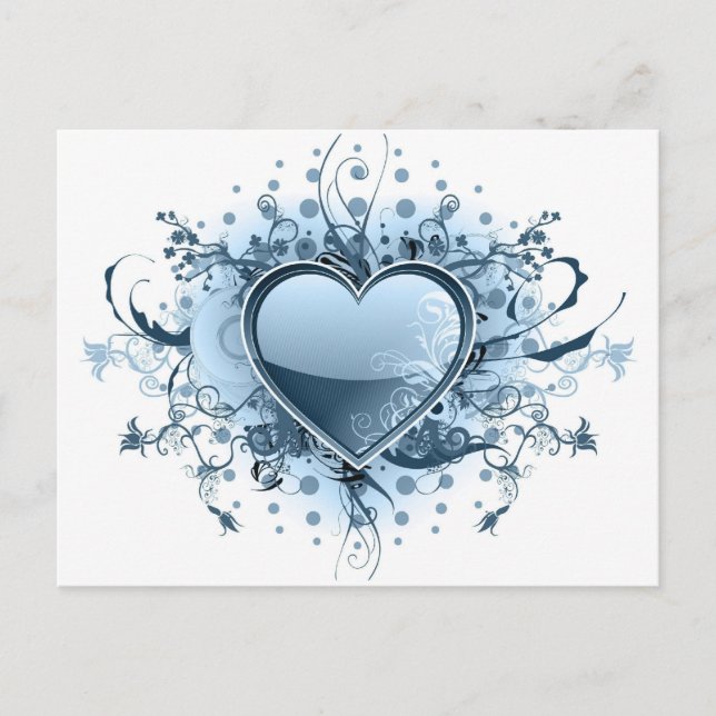 Postal azul Emo Heart (Anverso)