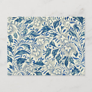 Postal Azul Floral Vintage Asiático: Chinoiserie Antiguo