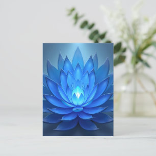 Postal Azul Lotus Flor Arte Espiritual Zen