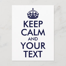 Postal Azul Mantener la calma y el texto