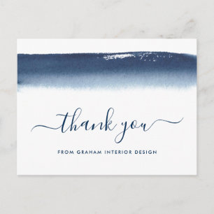 Postal Azul marino acuático de negocios Gracias