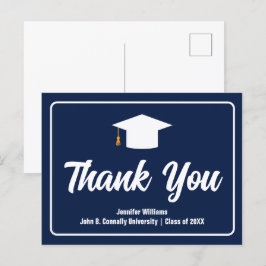 Postal Azul Marino Tipografía Blanca Graduación Agradecim
