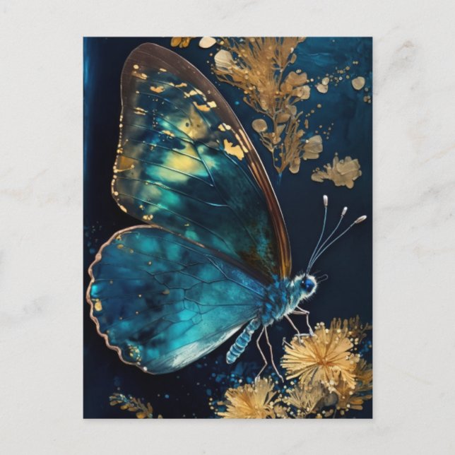 Postal azul mariposa (Anverso)