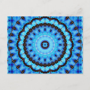 Postal Azul mariposa Mandala