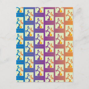 Postal Azul moderno, morado, naranja Tulip Parple Floral