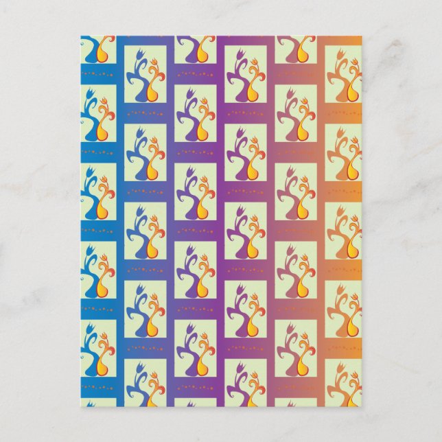 Postal Azul moderno, morado, naranja Tulip Parple Floral (Anverso)