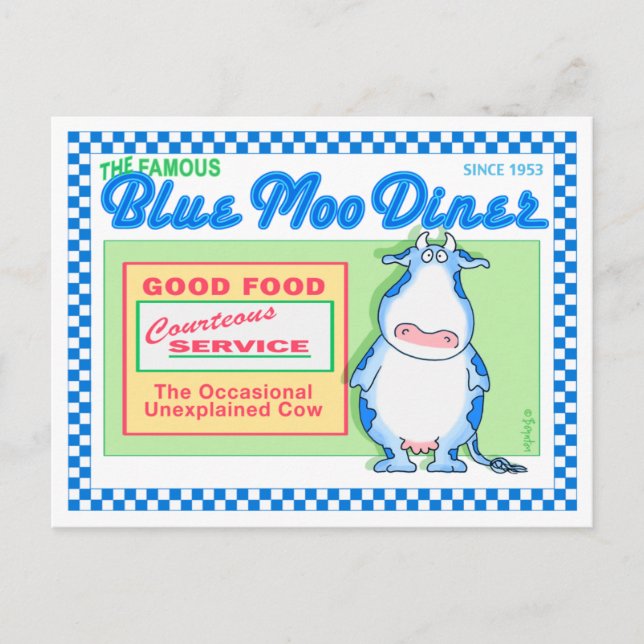 Postal AZUL MOO DINER de Boynton (Anverso)