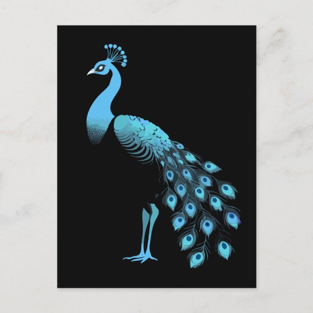 Postal Azul Peacock (Anverso)