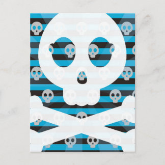 Postal azul pirata de cráneo