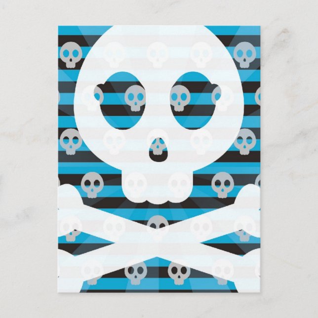 Postal azul pirata de cráneo (Anverso)
