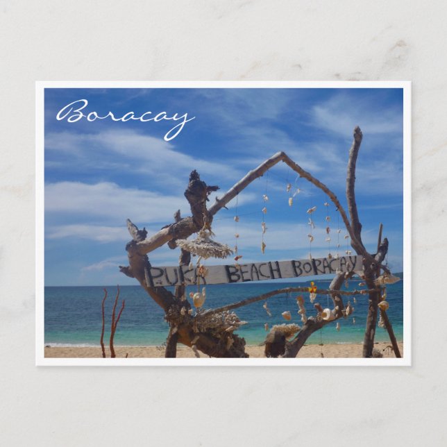 Postal azul playa de puka (Anverso)