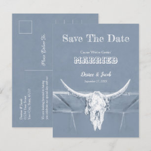 Postal Azul Polvoriento Occidental Blanco Rústico Antiguo