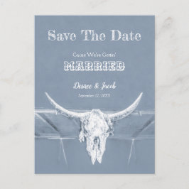 Postal Azul Polvoriento Occidental Blanco Rústico Antiguo