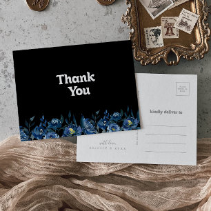 Postal Azul Real Floral Agradecimiento