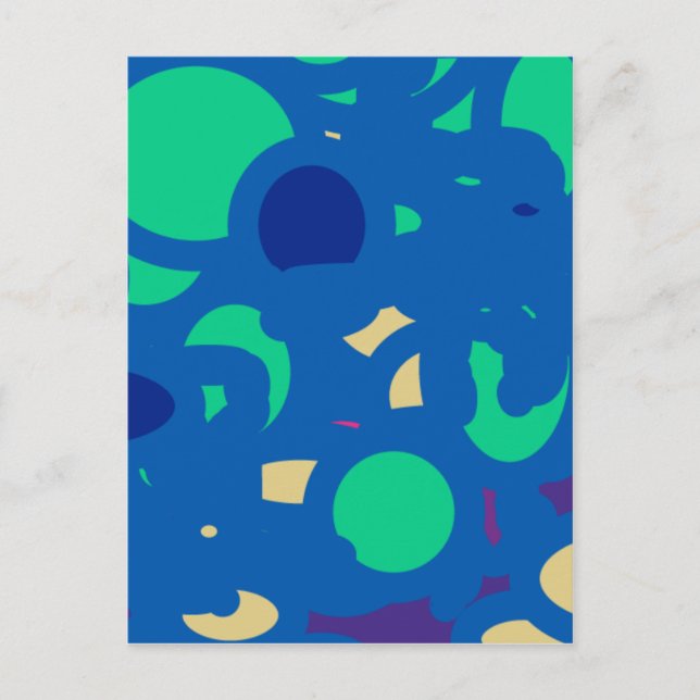 Postal azul redondo feliz tener suerte (Anverso)