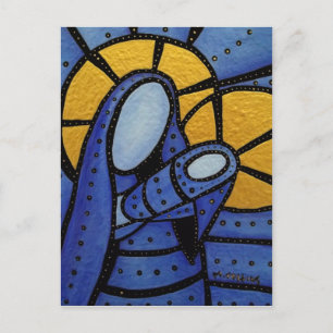 Postal Azul Resumen Moderno Madre E Hijo