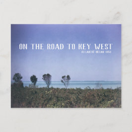 Postal Azul retro de Océano Atlántico de la imagen del