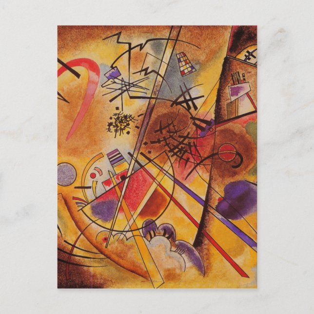 Postal Azul rojo amarillo amarillo marrón de Kandinsky (Anverso)