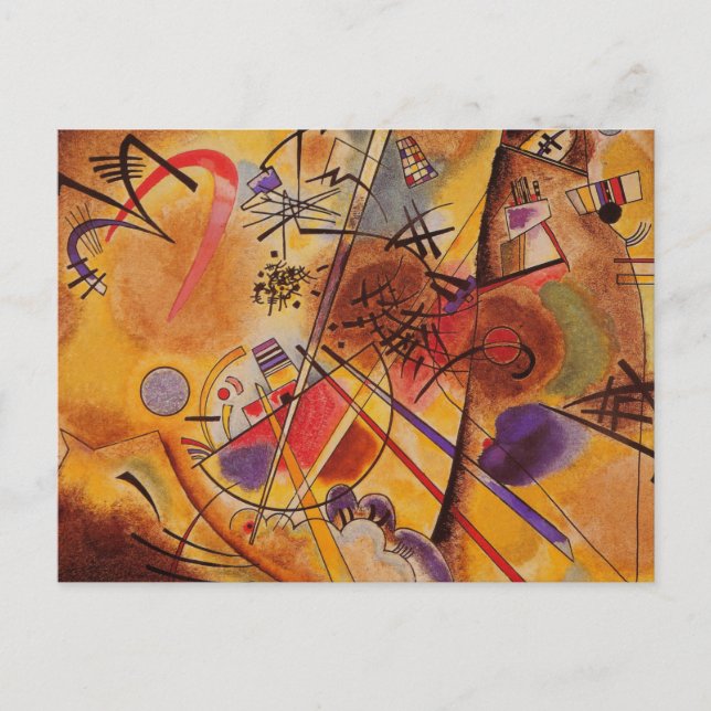 Postal Azul rojo amarillo amarillo marrón de Kandinsky (Anverso)